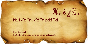Milán Árpád névjegykártya